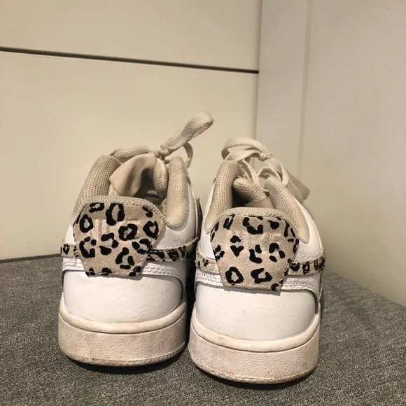 Nike Women's Court Vision Low White Desert Sand Leopard Sneakers - Picture 3 of 5